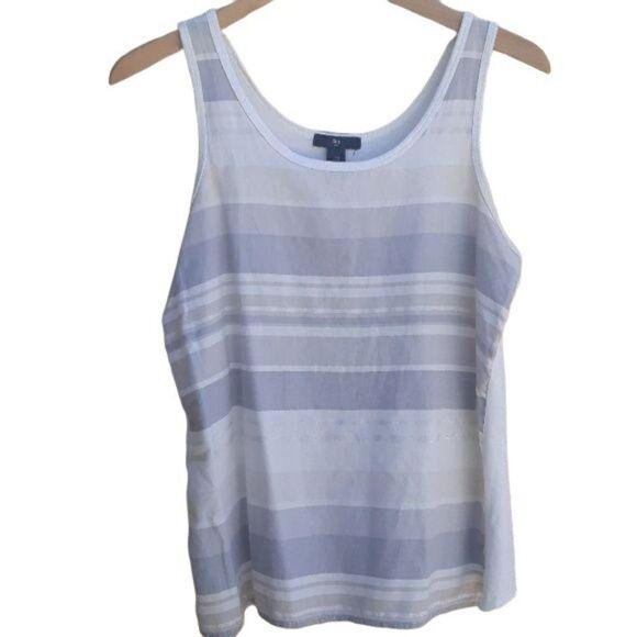 Gap Top Dressy Tank Scoop Neck Large Stripe Metallic Gray Taupe Silver S - Picture 5 of 8